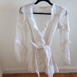 White Lace Wrap Dress